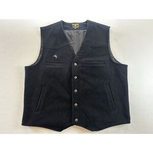 Wyoming Traders Men's 100% Wool Horse Button Closure Vest XXL BLACK Western